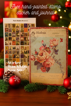 Free Hand-Painted London, Paris or Italy  Sticker & Journal