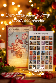 Free Hand-Painted London, Paris or Italy  Sticker & Journal