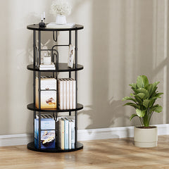 Multi-layer Decorative Rotating Wood and Metal Bookshelf
