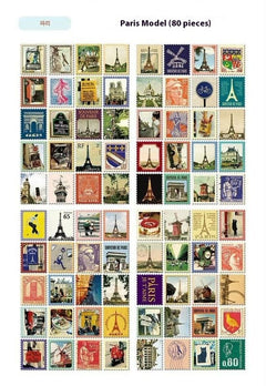Hand Painted Paris, London and Italy Stamp Stickers